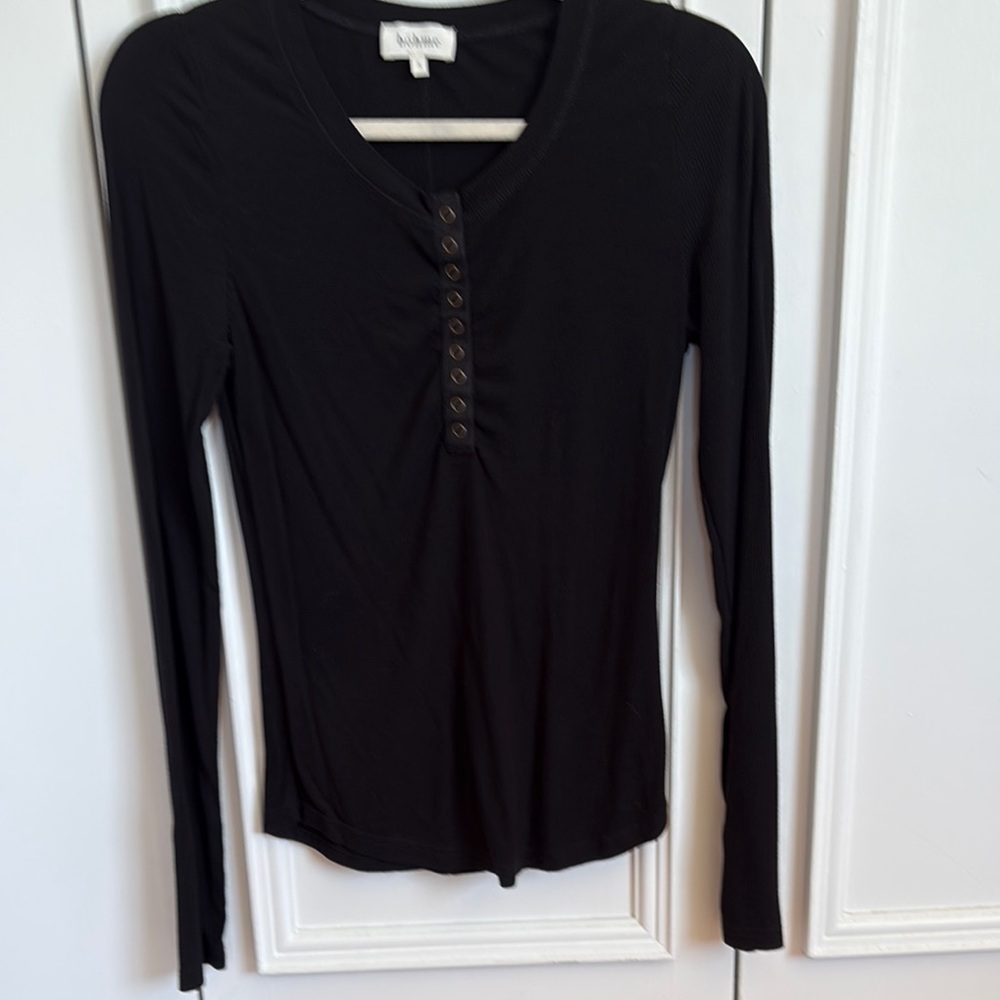 Bohme Black Ruched Long Sleeve Blouse